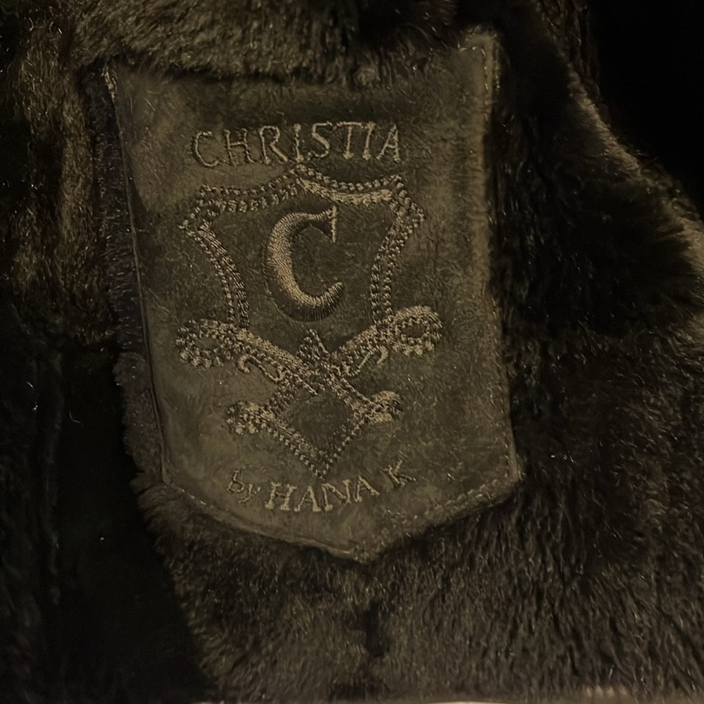 Vintage Christia Hana K Suede Fur Black Coat - Picture 14 of 17